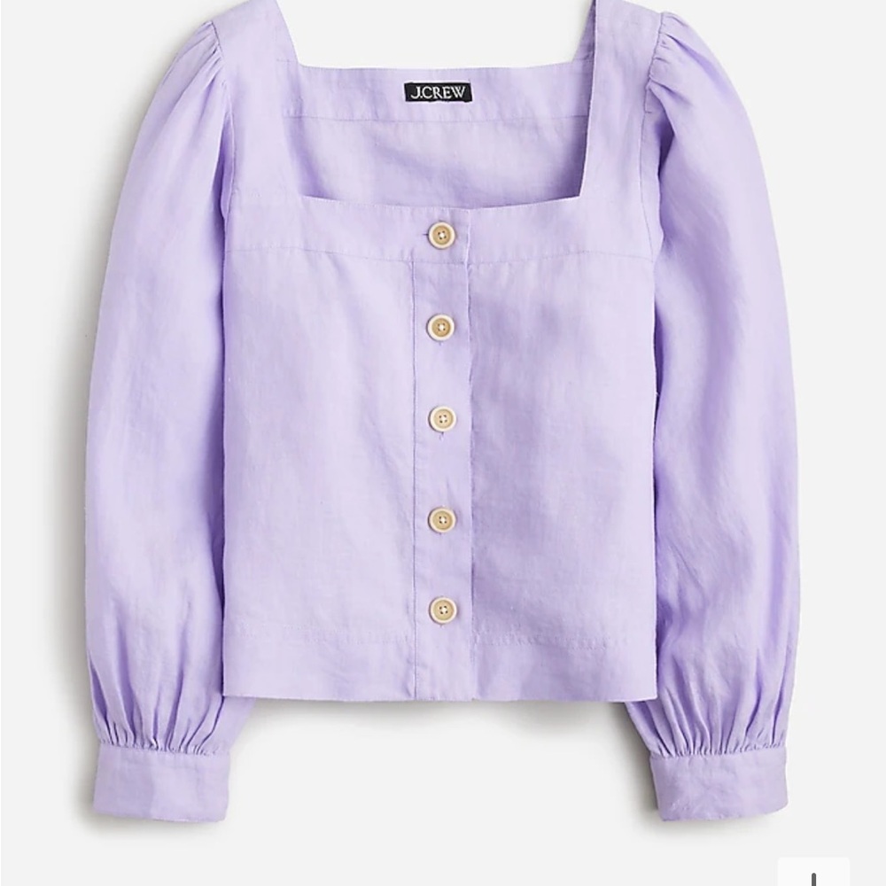 NWT Jcrew Linen Squareneck button up blouse XS